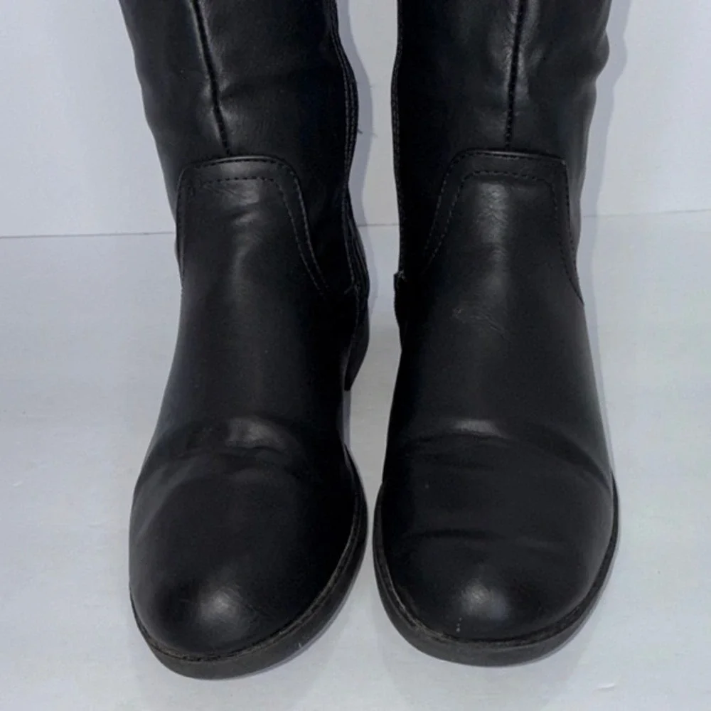 Primark Black Knee‑High Studded Womens Equestrian Riding‎ Boots 6 Biker Y2K Goth